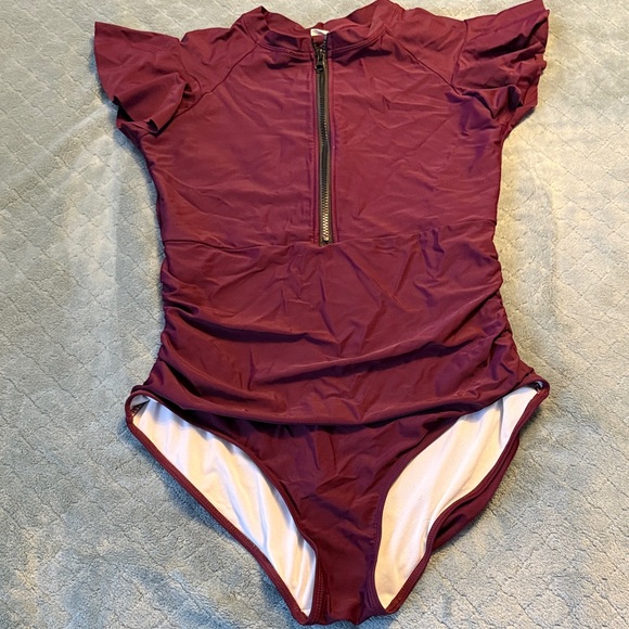 Other - Zip front maroon swim suit